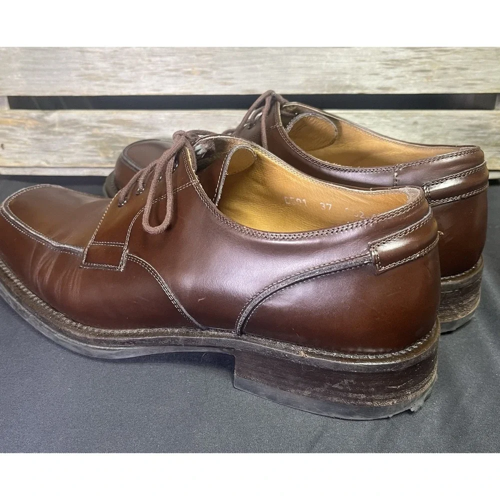 Bacco Bucci Brown Leather Lace Up Shoes 11.5 D Made In‎ Italy 6501